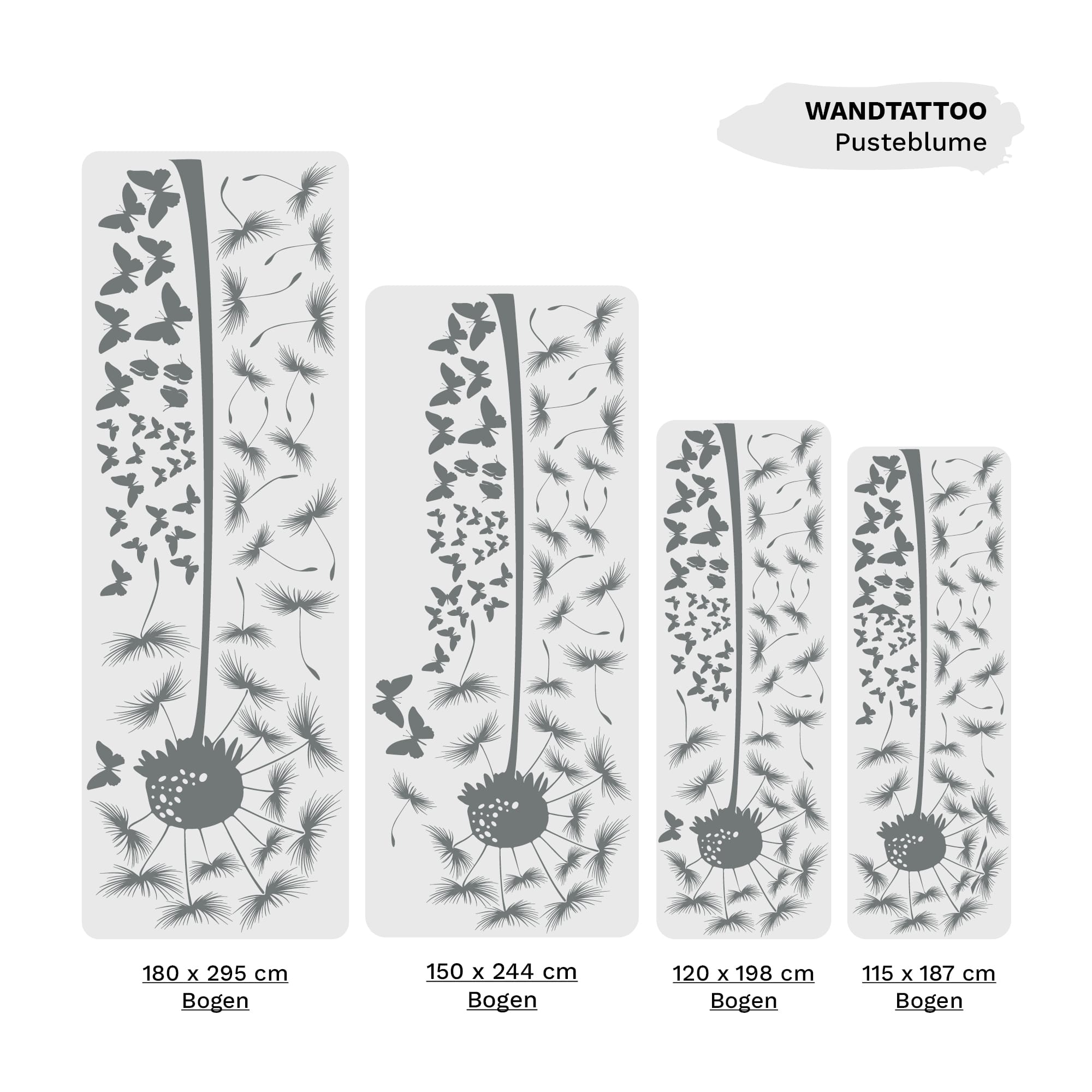 Auf dem Bild ist das Produkt: Wandtattoo Pusteblume Schmetterling Wandaufkleber Wohnzimmer Löwenzahn Dekoration zum Preis von €19.9 abgebildet.