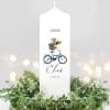 Auf dem Bild ist das Produkt: Geschenk zur Einschulung Kerze Junge auf Fahrrad personalisiert mit Namen und Datum anpassbares Einschulungsgeschenk Jungen zum Preis von €6.4 abgebildet.