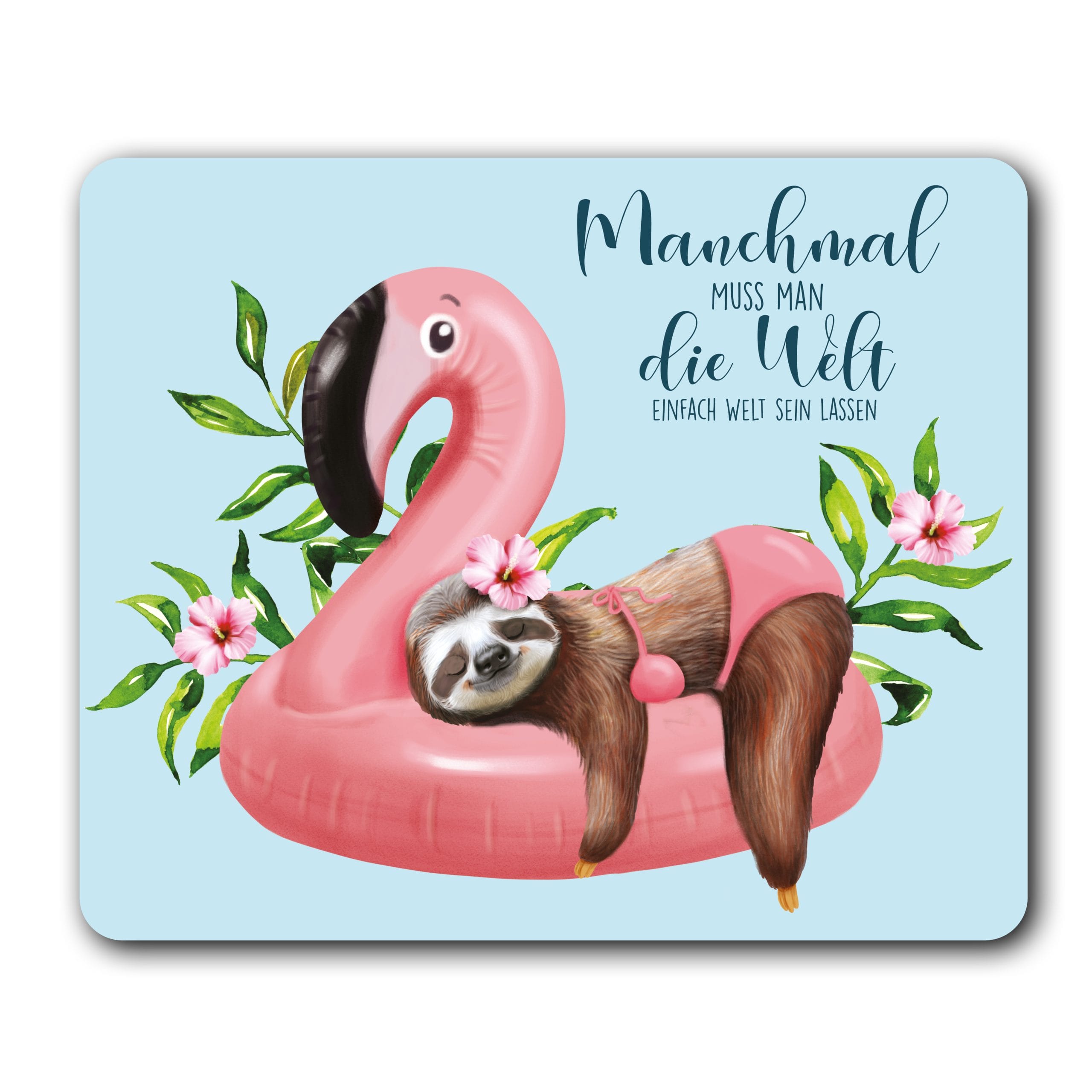 Auf dem Bild ist das Produkt: Mauspad Mousepad Faultier und Flamingo mit Spruch Home-Office-Dekor Büro Mitarbeitergeschenk zum Preis von €14.9 abgebildet.