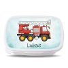 Auf dem Bild ist das Produkt: Brotdose rotes Feuerwehrauto personalisiert mit Wunschnamen Schule Geschenk Einschulung, Geschenk Geburtstag zum Preis von €19.90 abgebildet.