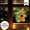 Auf dem Bild ist das Produkt: Fensterbild Weihnachten Winter Vogelhäuschen Tannenzweige Schneeflocken Fensteraufkleber zum Preis von €13.90 abgebildet.