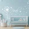 Auf dem Bild ist das Produkt: Wandtattoo Pusteblume Wunschtext Schmetterlinge Wandaufkleber Pollen Löwenzahn Wohnzimmer zum Preis von €19.90 abgebildet.