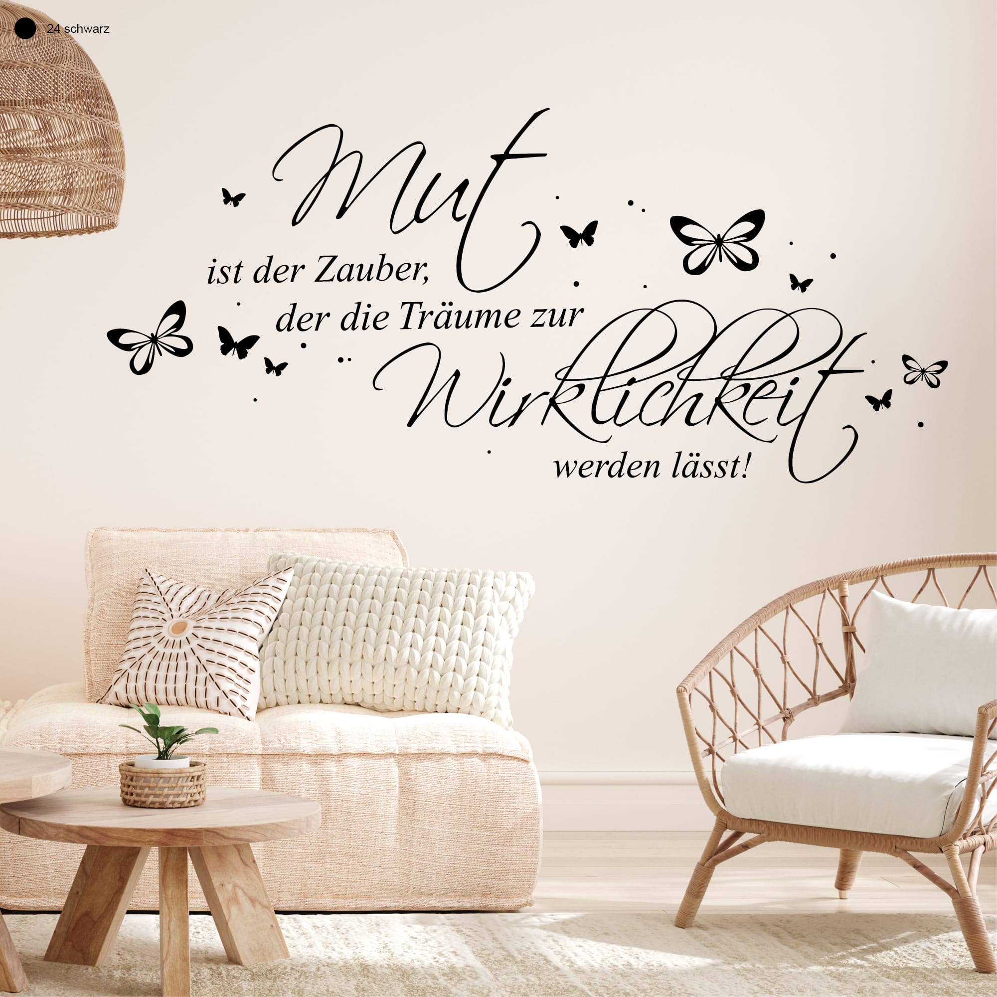 Auf dem Bild ist das Produkt: Wandtattoo Spruch Mut ist der Zauber der die Träume Wirklichkeit werden lässt Zitat Wandbild Wandaufkleber zum Preis von €19.90 abgebildet.