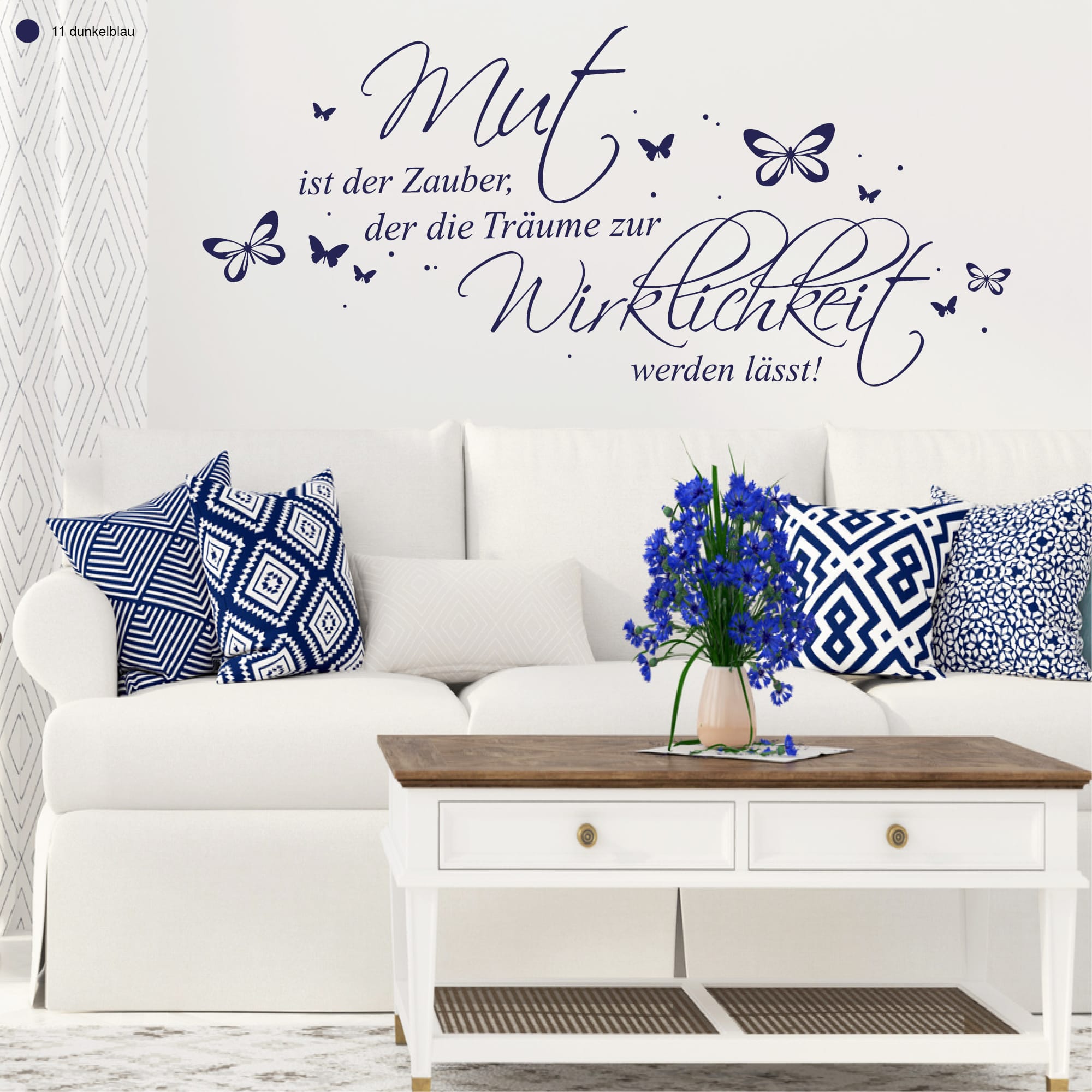 Auf dem Bild ist das Produkt: Wandtattoo Spruch Mut ist der Zauber der die Träume Wirklichkeit werden lässt Zitat Wandbild Wandaufkleber zum Preis von €19.90 abgebildet.