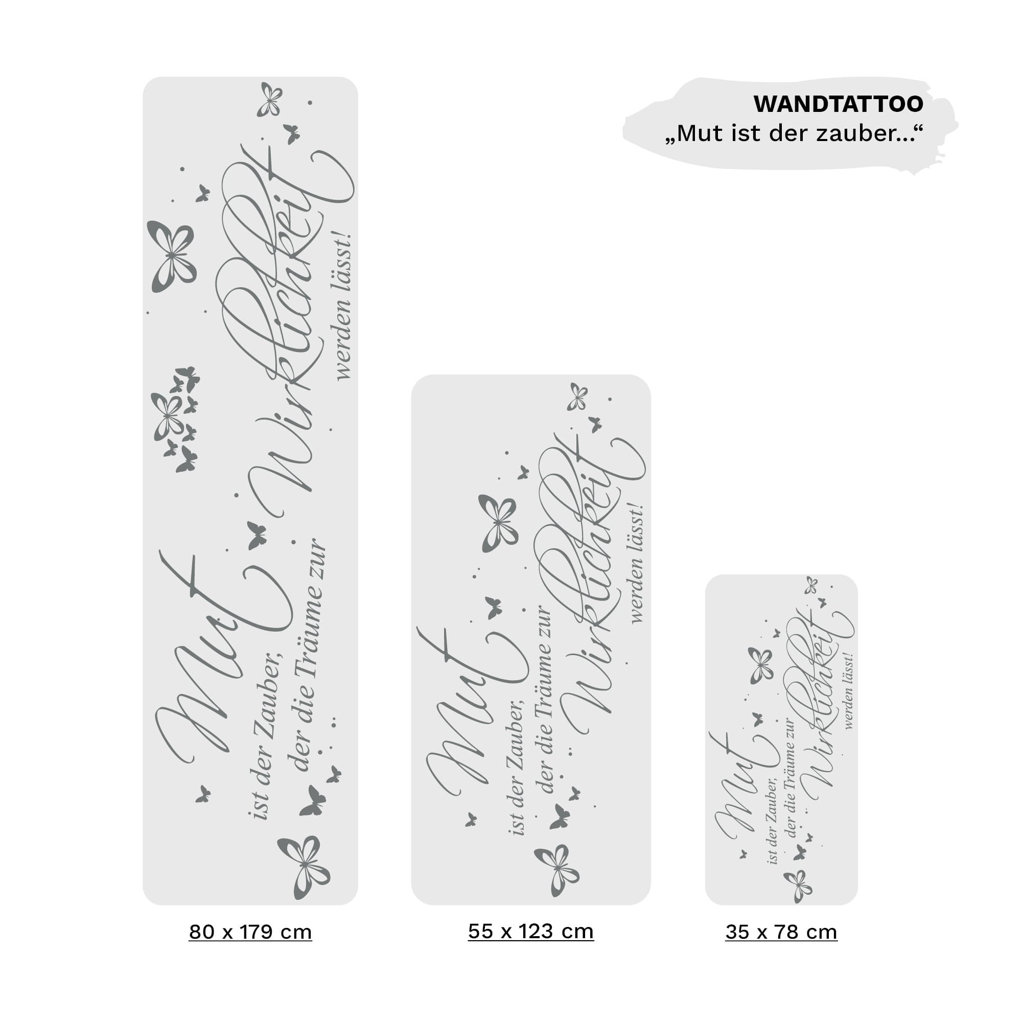 Auf dem Bild ist das Produkt: Wandtattoo Spruch Mut ist der Zauber der die Träume Wirklichkeit werden lässt Zitat Wandbild Wandaufkleber zum Preis von €19.90 abgebildet.