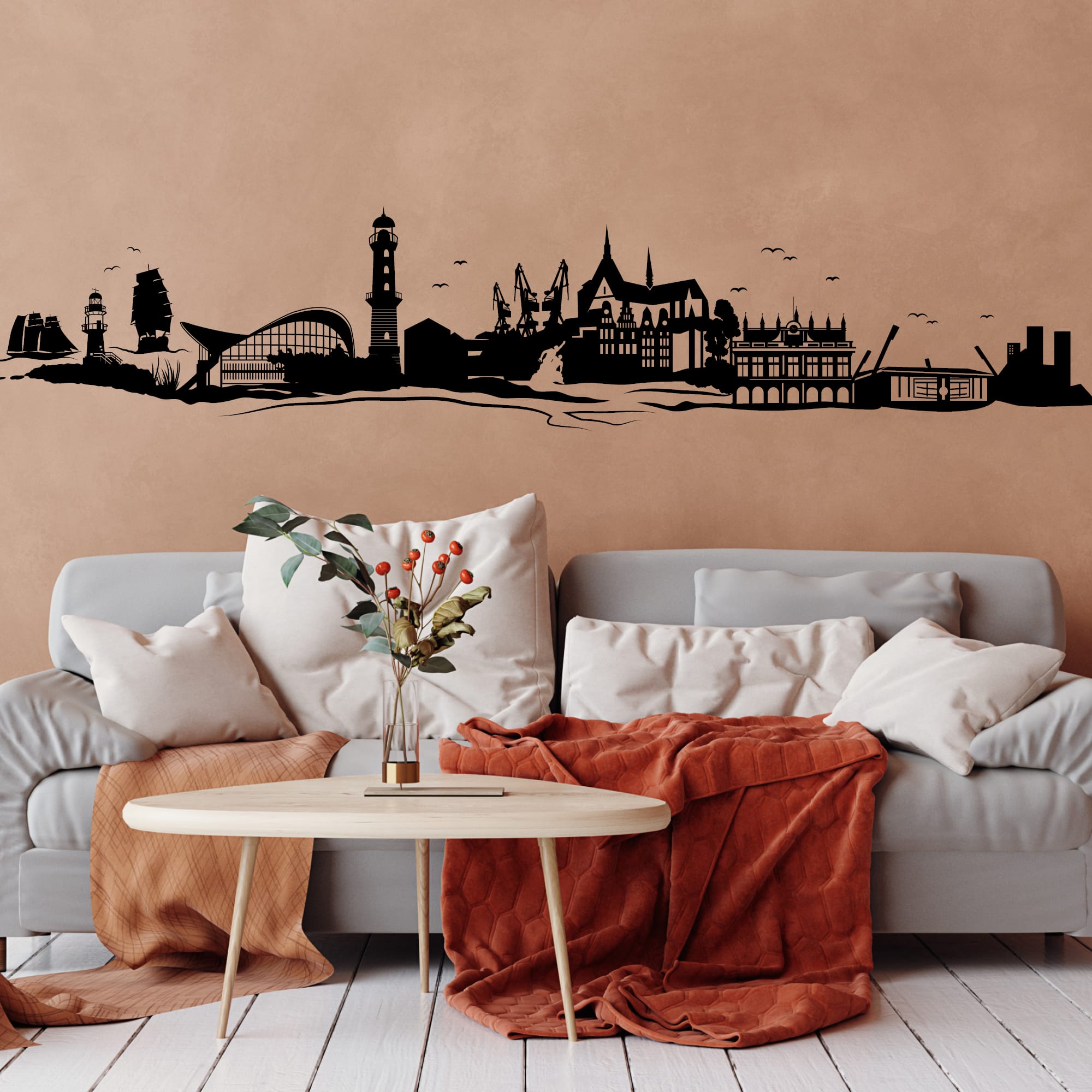 Wandtattoo Skyline Rostock Hansestadt Wandaufkleber Heimat Heimatliebe Ostsee