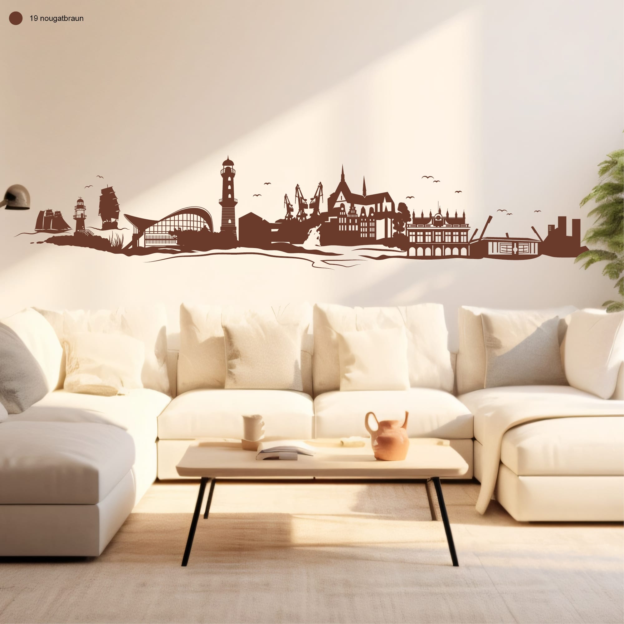 Auf dem Bild ist das Produkt: Wandtattoo Skyline Rostock Hansestadt Wandaufkleber Heimat Heimatliebe Ostsee zum Preis von €16.90 abgebildet.