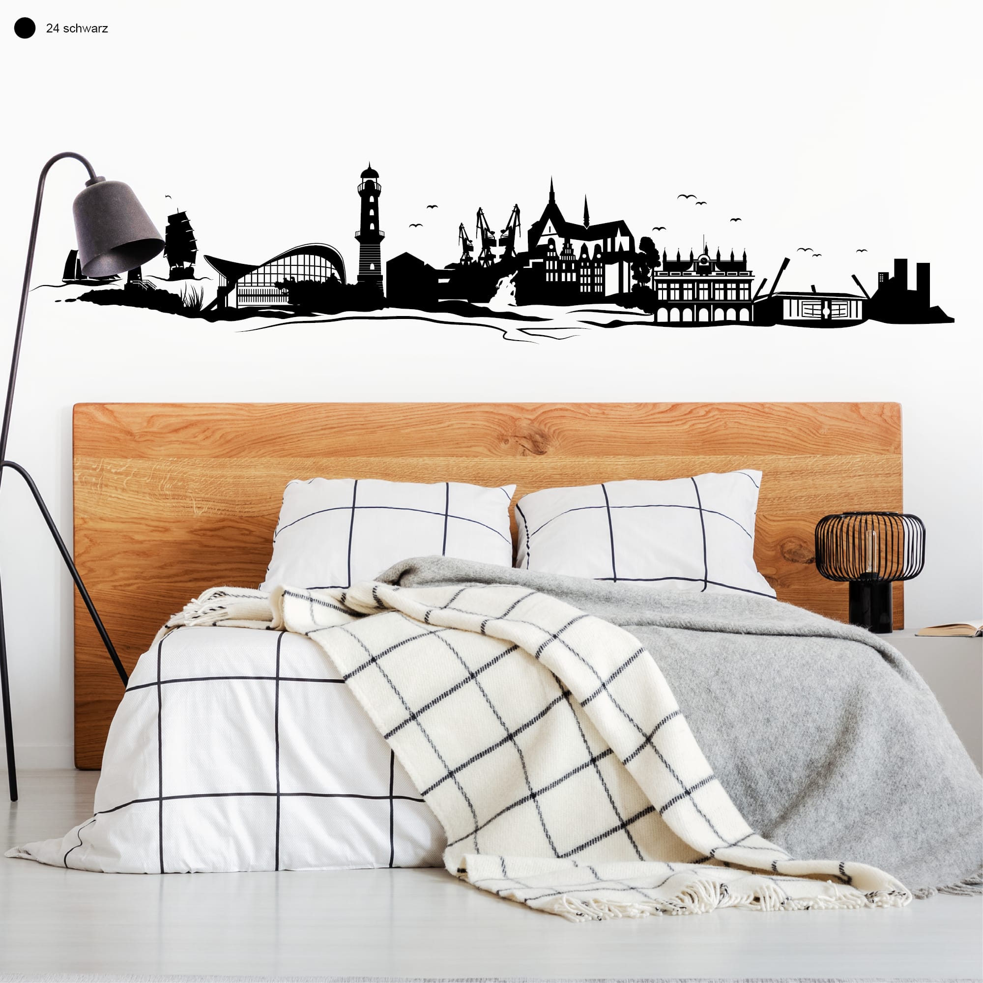 Auf dem Bild ist das Produkt: Wandtattoo Skyline Rostock Hansestadt Wandaufkleber Heimat Heimatliebe Ostsee zum Preis von €16.90 abgebildet.