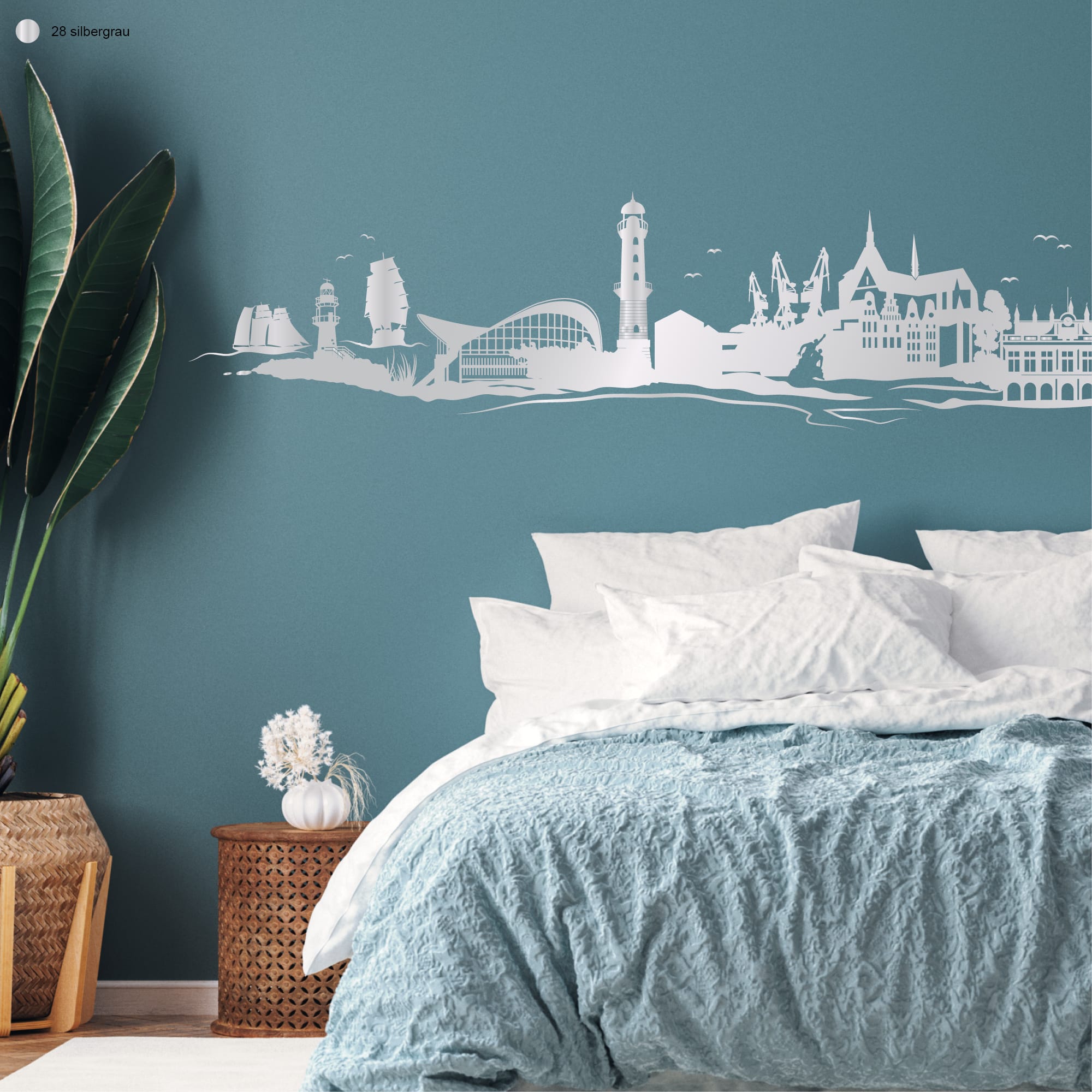 Auf dem Bild ist das Produkt: Wandtattoo Skyline Rostock Hansestadt Wandaufkleber Heimat Heimatliebe Ostsee zum Preis von €16.90 abgebildet.