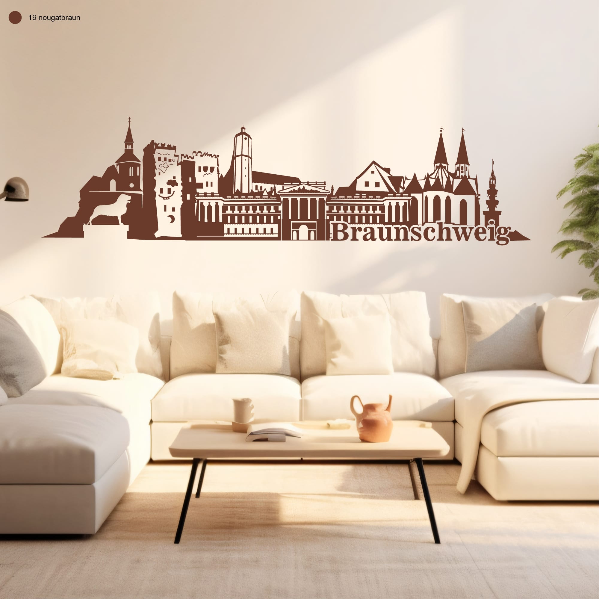 Auf dem Bild ist das Produkt: Wandtattoo Skyline Braunschweig Niedersachsen Wandaufkleber Heimat Heimatliebe zum Preis von €28.90 abgebildet.