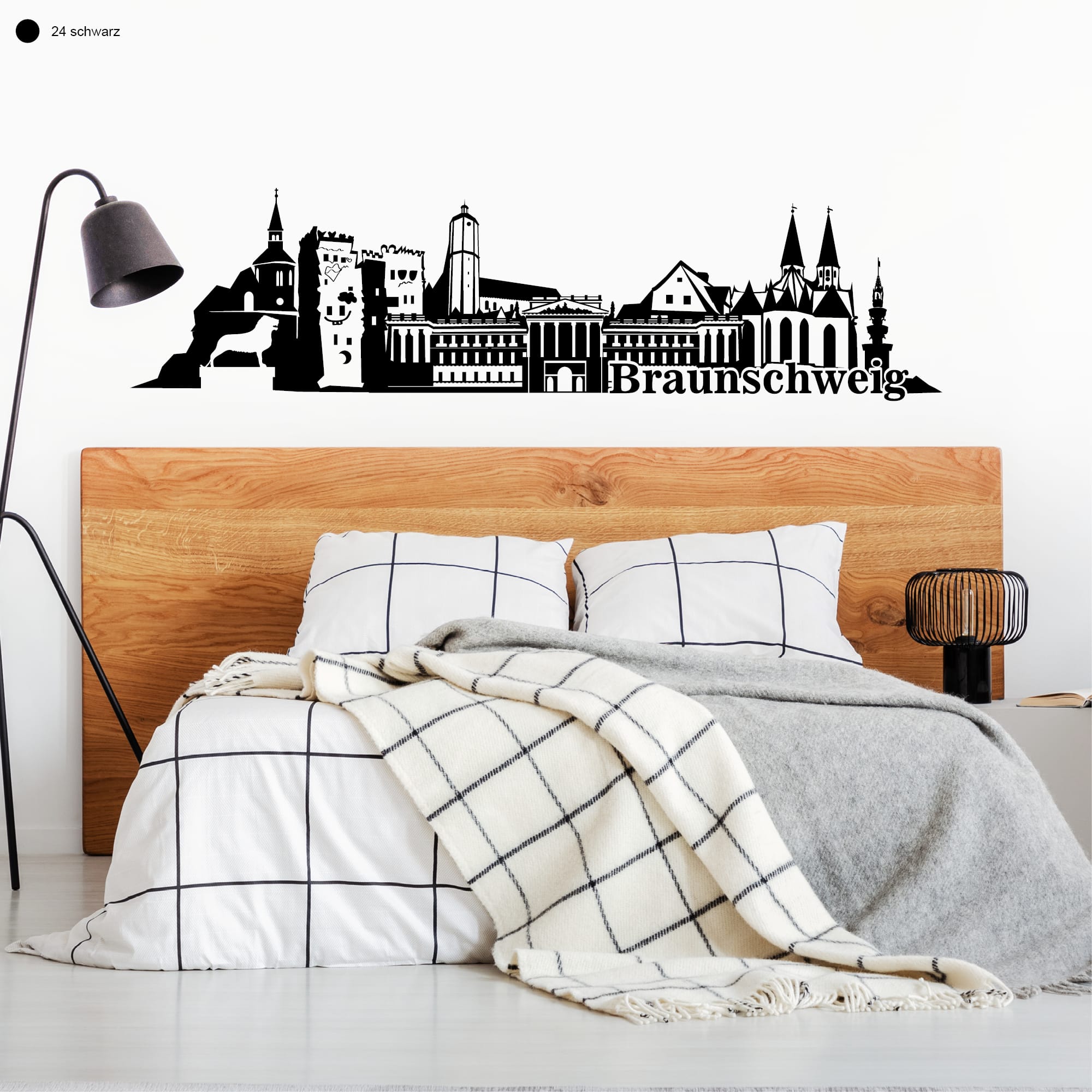Auf dem Bild ist das Produkt: Wandtattoo Skyline Braunschweig Niedersachsen Wandaufkleber Heimat Heimatliebe zum Preis von €28.90 abgebildet.