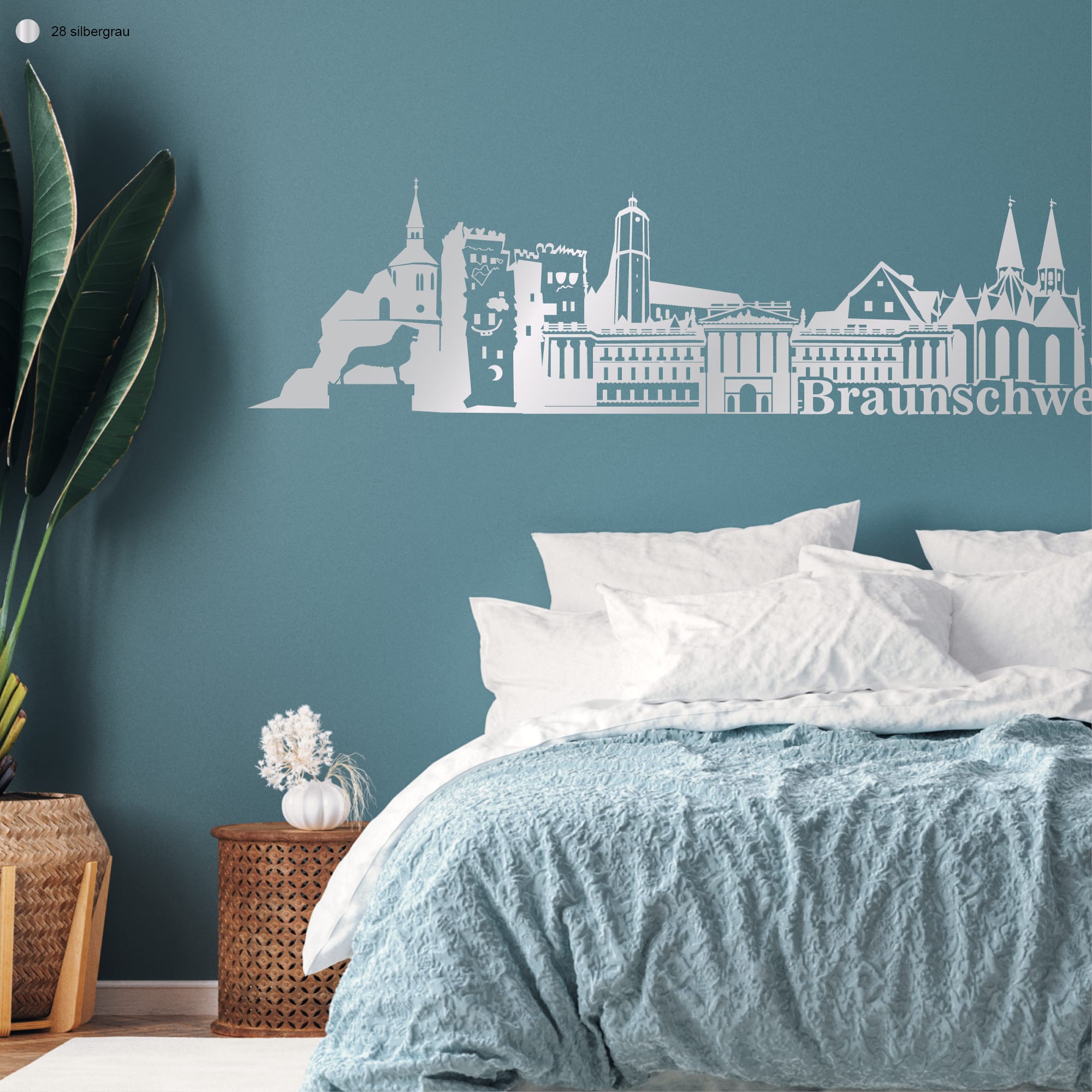 Auf dem Bild ist das Produkt: Wandtattoo Skyline Braunschweig Niedersachsen Wandaufkleber Heimat Heimatliebe zum Preis von €28.90 abgebildet.