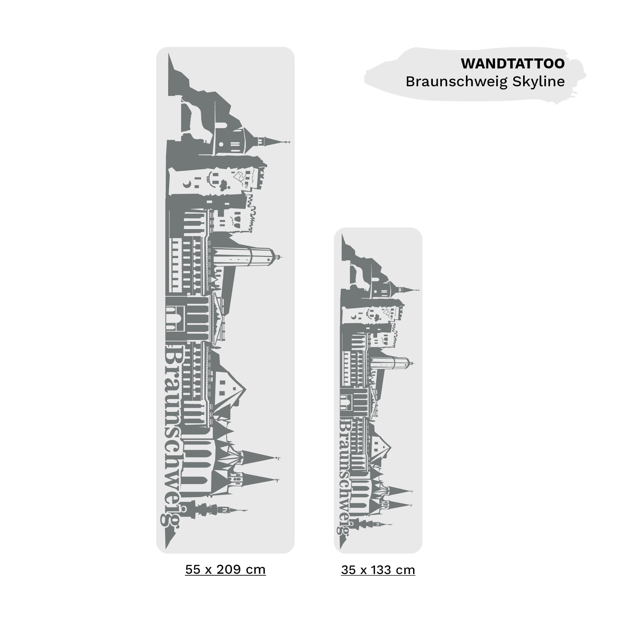 Auf dem Bild ist das Produkt: Wandtattoo Skyline Braunschweig Niedersachsen Wandaufkleber Heimat Heimatliebe zum Preis von €28.90 abgebildet.