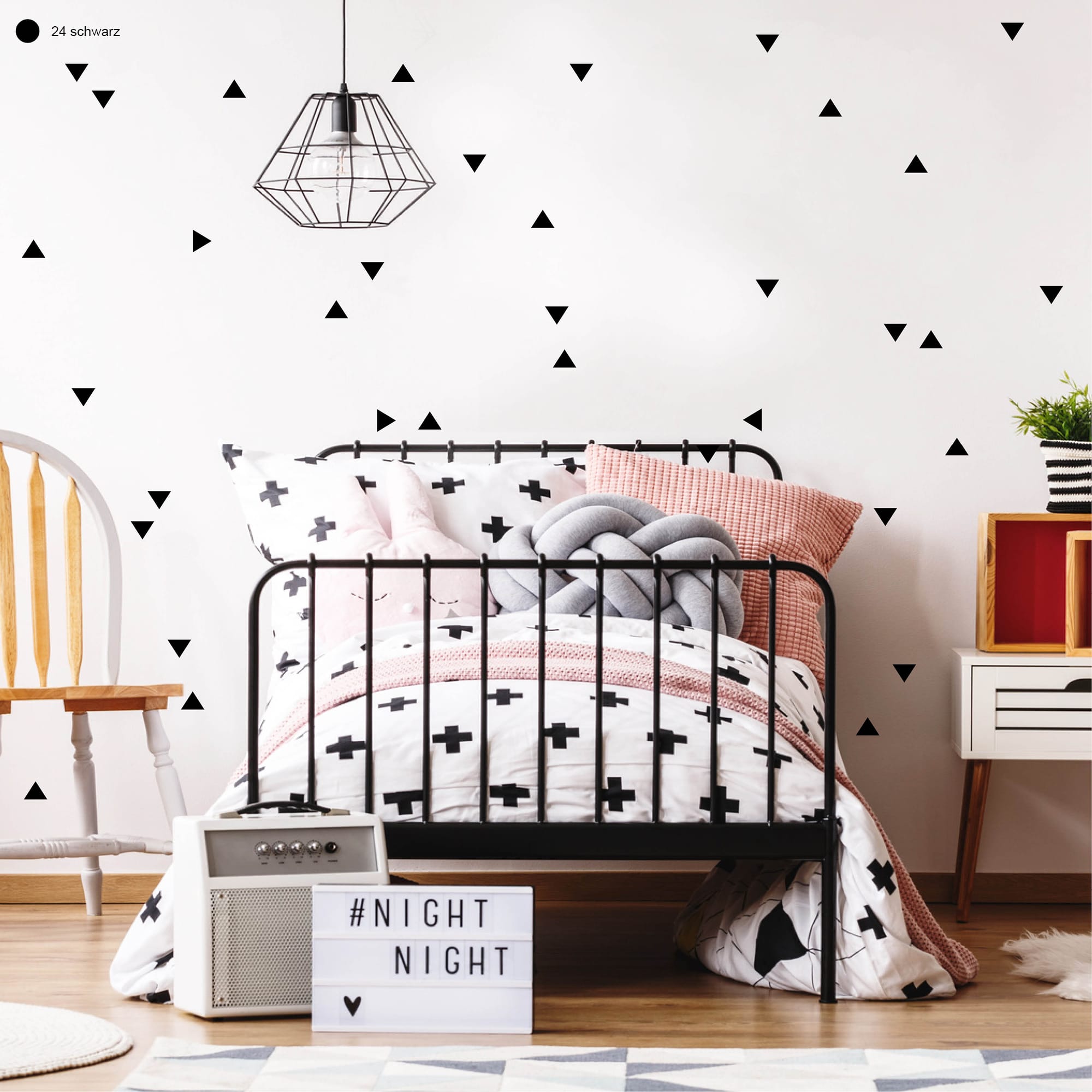 Auf dem Bild ist das Produkt: Wandtattoo Aufkleber Sticker Deko Dreiecke – 50 Stück im Set Wanddekoration zum Preis von €9.9 abgebildet.