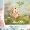 Auf dem Bild ist das Produkt: Fensterbild Kinderzimmer Frühling Ostern Hase Schaukel mit Schmetterlingen Wiederverwendbare Fensterdeko Kind Osterdeko zum Preis von €13.90 abgebildet.