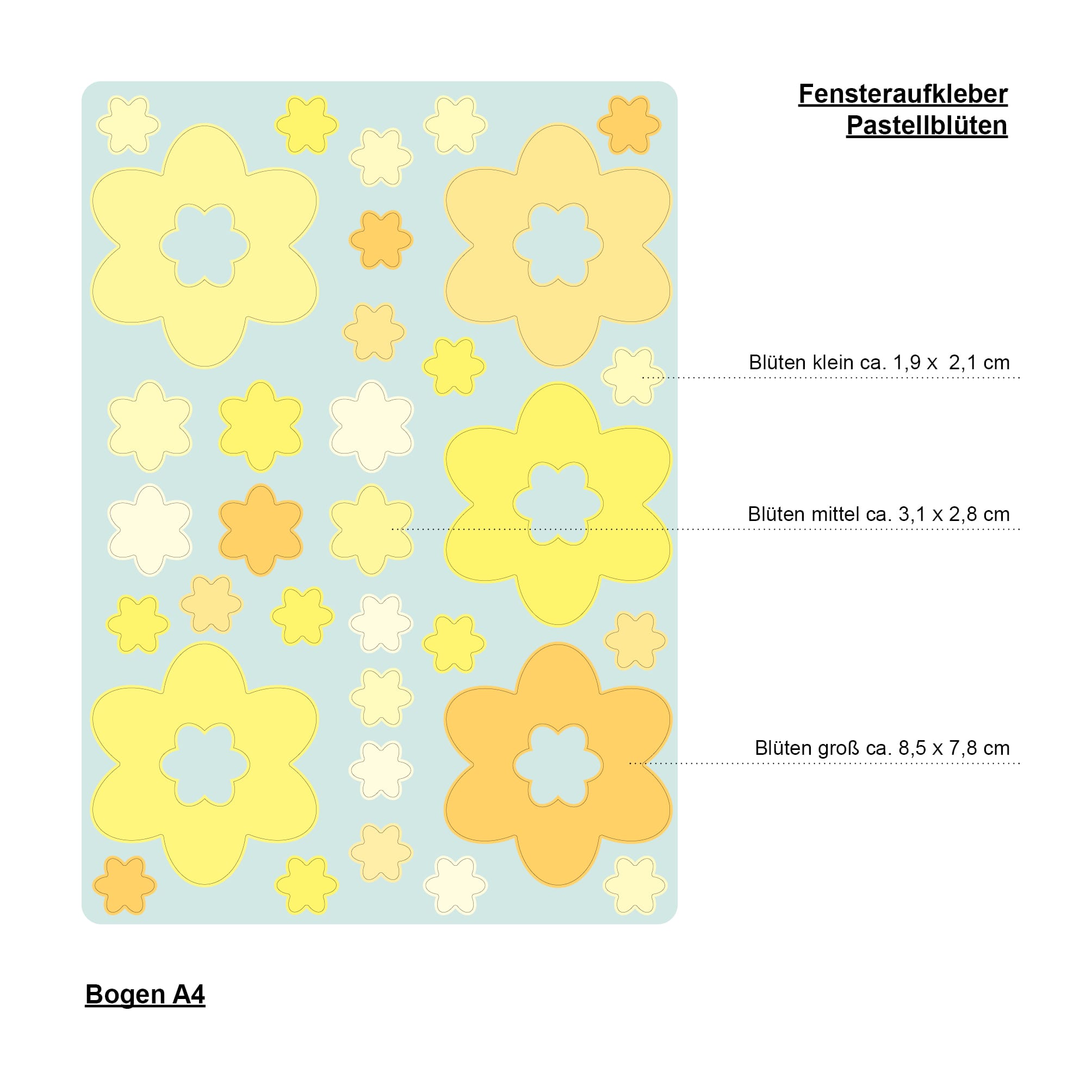 Auf dem Bild ist das Produkt: Fensterbild Frühling Blüten pastell 30teilig Pastellfarben wiederverwendbar, Dekoration Ostern Frühling zum Preis von €13.90 abgebildet.