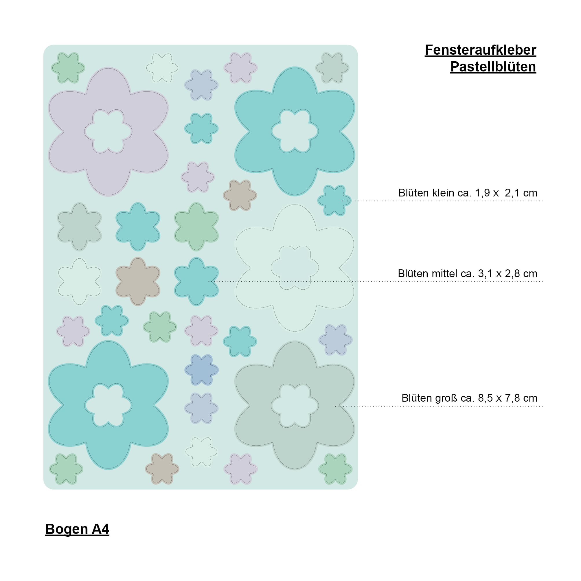 Auf dem Bild ist das Produkt: Fensterbild Frühling Blüten pastell 30teilig Pastellfarben wiederverwendbar, Dekoration Ostern Frühling zum Preis von €13.90 abgebildet.