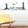 Auf dem Bild ist das Produkt: Wandtattoo Skyline Rostock Warnemünde Wandaufkleber Heimat Heimatliebe Ostsee Leuchtturm zum Preis von €19.90 abgebildet.