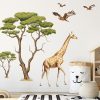 Auf dem Bild ist das Produkt: Wandtattoo Kinderzimmer Savanne mit Bäumen Elefant Giraffe und Vögeln Dekoration Babyzimmer Tiere Natur zum Preis von €49.9 abgebildet.