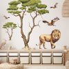 Auf dem Bild ist das Produkt: Wandtattoo Kinderzimmer Savanne mit Bäumen Löwe und Vögeln Dekoration Babyzimmer Tiere Natur zum Preis von €49.9 abgebildet.