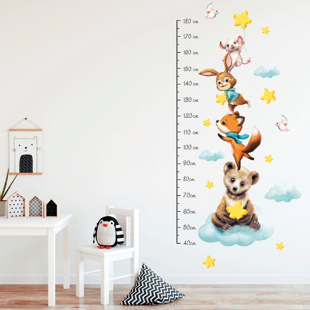 Auf dem Bild ist das Produkt: Wandtattoo Kinderzimmer Messlatte Tiere Pyramide Größe messen 40 – 180 cm, Dekoration Babyzimmer zum Preis von €29.9 abgebildet.