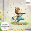 Auf dem Bild ist das Produkt: Wiederverwendbares Fensterbild Frühling Kinderzimmer Kind Katze Angler Libellen Fensterdeko angeln, Geschenk zum Preis von €14.9 abgebildet.