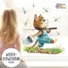 Auf dem Bild ist das Produkt: Wiederverwendbares Fensterbild Frühling Kinderzimmer Kind Katze Angler Libellen Fensterdeko angeln, Geschenk zum Preis von €14.9 abgebildet.