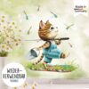 Auf dem Bild ist das Produkt: Wiederverwendbares Fensterbild Frühling Kinderzimmer Kind Katze Angler Libellen Fensterdeko angeln, Geschenk zum Preis von €14.9 abgebildet.