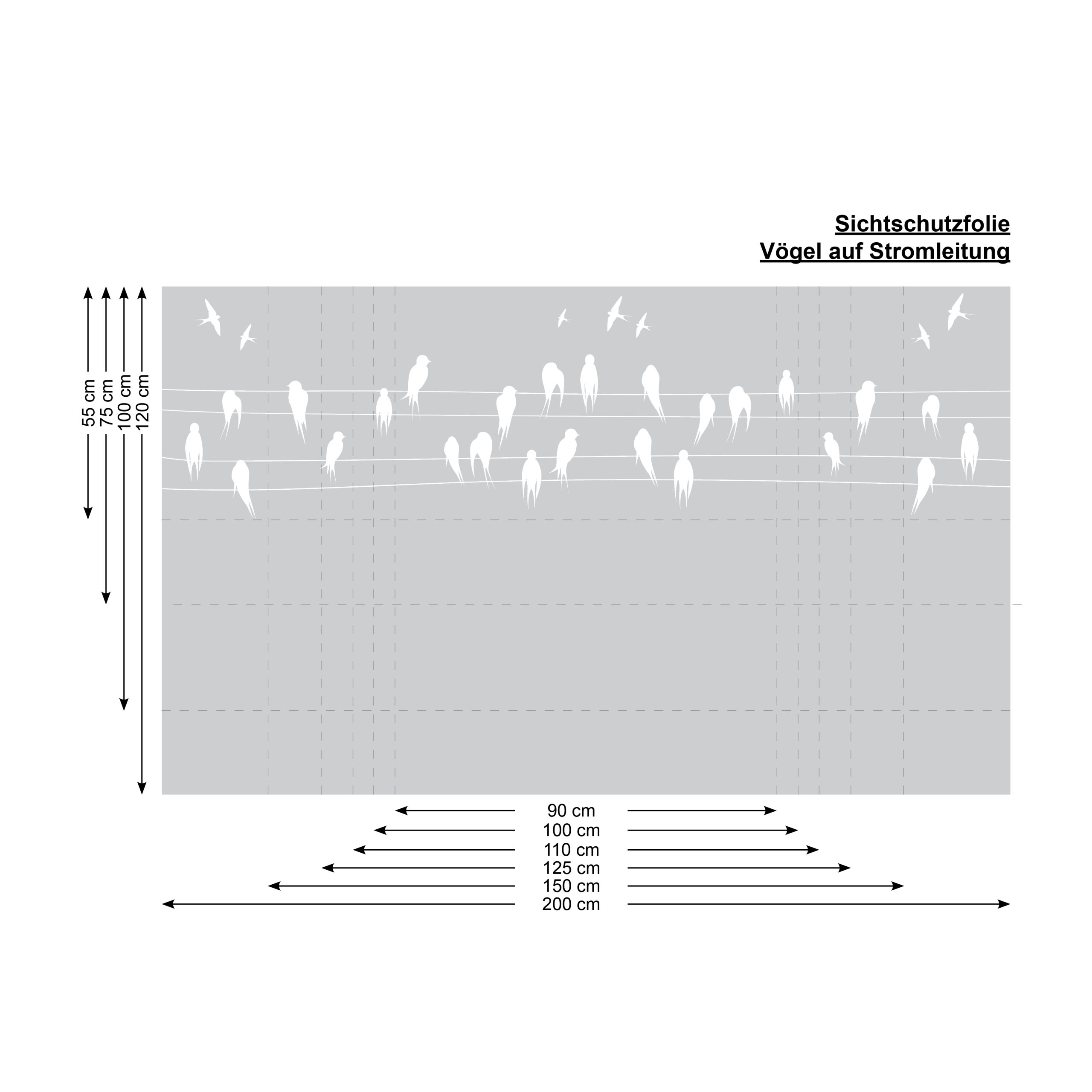 Auf dem Bild ist das Produkt: Sichtschutzfolie Fenster Vögel Leitung Fensterfolie Fensterdeko Milchglasfolie zum Preis von €24.9 abgebildet.