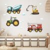 Auf dem Bild ist das Produkt: Wandtattoo Kinderzimmer Baumaschinen Trecker Mischer Bagger Feuerwehrauto Dekoration Kinderzimmer zum Preis von €34.9 abgebildet.