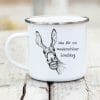 Auf dem Bild ist das Produkt: Bedruckter Emaille Campingbecher Esel mit Spruch Was für ein wunderschöner Scheißtag Geschenk Geburtstag zum Preis von €18.9 abgebildet.