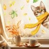 Auf dem Bild ist das Produkt: Fensterbild Herbst reinschauende Katze Schal bunte Blätter herbstlicher Fensteraufkleber Fensterdeko zum Preis von €13.90 abgebildet.