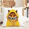 Auf dem Bild ist das Produkt: Kissen mit Fuchs im Regenmantel Aufdruck Fuchs Regen Geschenk gelbe Kapuze zum Preis von €11.90 abgebildet.