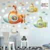 Auf dem Bild ist das Produkt: Wandtattoo Kinderzimmer bunt Mädchen Junge Boote U-Boot Unterwasserwelt Löwe Eisbär Fische Dekoration Babyzimmer blau zum Preis von €19.9 abgebildet.
