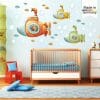 Auf dem Bild ist das Produkt: Wandtattoo Kinderzimmer bunt Mädchen Junge Boote U-Boot Unterwasserwelt Löwe Eisbär Fische Dekoration Babyzimmer blau zum Preis von €19.9 abgebildet.
