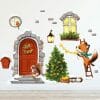 Auf dem Bild ist das Produkt: Wandtattoo Kinderzimmer Fuchs und Mäusetür weihnachtlich bunt Dekoration Babyzimmer zum Preis von €19.9 abgebildet.