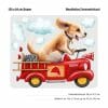 Auf dem Bild ist das Produkt: Wandtattoo Kinderzimmer Hund im alten Feuerwehrauto mit Wolken Wandbild für Kinder zum Preis von €29.9 abgebildet.