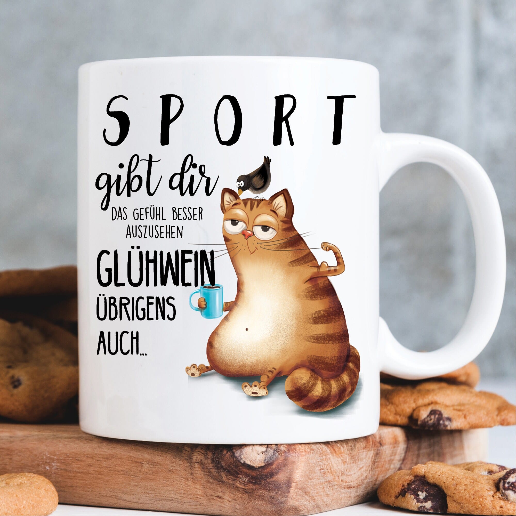 Tasse Glühwein Winter Katze Weihnachten