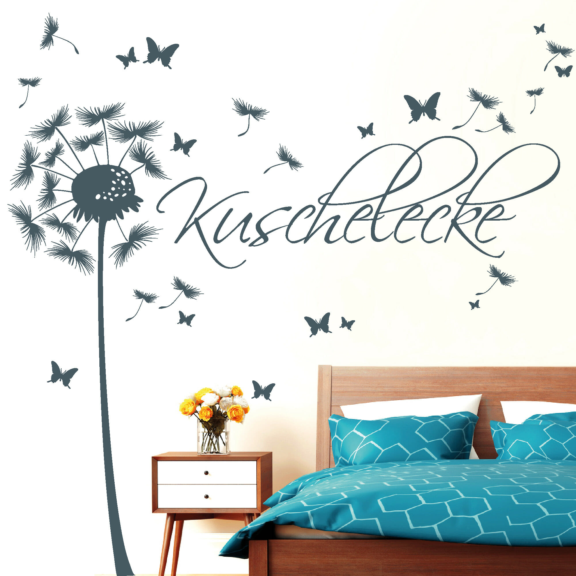 Auf dem Bild ist das Produkt: Wandtattoo Pusteblume Kuschelecke Schmetterling Dekoration Gestaltung Wohnung zum Preis von €26.9 abgebildet.