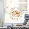 Auf dem Bild ist das Produkt: Fensterbild Frühling Ostern schlafender Fuchs mit Blätterkranz und Schmetterlingen Fensterdeko Kinderzimmer Kind zum Preis von €13.90 abgebildet.