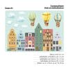 Auf dem Bild ist das Produkt: Fensterbild Häuserreihe Hansehäuser mit Heißluftballons Fensterdeko Kinderzimmer Kind zum Preis von €13.90 abgebildet.