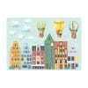 Auf dem Bild ist das Produkt: Fensterbild Häuserreihe Hansehäuser mit Heißluftballons Fensterdeko Kinderzimmer Kind zum Preis von €13.90 abgebildet.