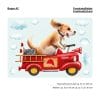 Fensterbild Hund im retro Feuerwehrauto mit Wolken, Fensterdeko Kinderzimmer Kind Auf dem Bild ist das Produkt: Fensterbild Hund im retro Feuerwehrauto mit Wolken, Fensterdeko Kinderzimmer Kind zum Preis von €12.90 abgebildet.