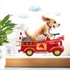 Fensterbild Hund im retro Feuerwehrauto mit Wolken, Fensterdeko Kinderzimmer Kind Auf dem Bild ist das Produkt: Fensterbild Hund im retro Feuerwehrauto mit Wolken, Fensterdeko Kinderzimmer Kind zum Preis von €12.90 abgebildet.