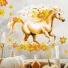 Auf dem Bild ist das Produkt: Fensterbild Pferd Herbst Galopp Blätter Herbstblätter bunt farbig wiederverwendbare Fensteraufkleber zum Preis von €13.90 abgebildet.