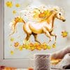 Auf dem Bild ist das Produkt: Fensterbild Pferd Herbst Galopp Blätter Herbstblätter bunt farbig wiederverwendbare Fensteraufkleber zum Preis von €13.90 abgebildet.