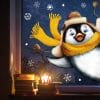 Fensterbild Pinguin hineinschauend Winter Fenster mit Schneeflocken Adventsdeko wiederverwendbar Auf dem Bild ist das Produkt: Fensterbild Pinguin hineinschauend Winter Fenster mit Schneeflocken Adventsdeko wiederverwendbar zum Preis von €13.90 abgebildet.