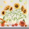 Auf dem Bild ist das Produkt: Fensterbild Herbst Sonnenblumen wiederverwendbare Fensteraufkleber Herbstdeko zum Preis von €13.90 abgebildet.