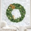 Auf dem Bild ist das Produkt: Fensterbild Weihnachten Weihnachtskranz Deko Winter Schneeflocken Stern Holzoptik Häuser Fensteraufkleber Fensterdeko zum Preis von €13.90 abgebildet.