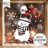 Fensterbild Weihnachten weiß Schneemann Eule Schneeflocken wiederverwendbar Auf dem Bild ist das Produkt: Fensterbild Weihnachten weiß Schneemann Eule Schneeflocken wiederverwendbar zum Preis von €13.90 abgebildet.